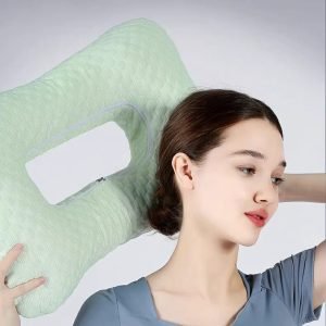 green color piercing pillow for side sleepers